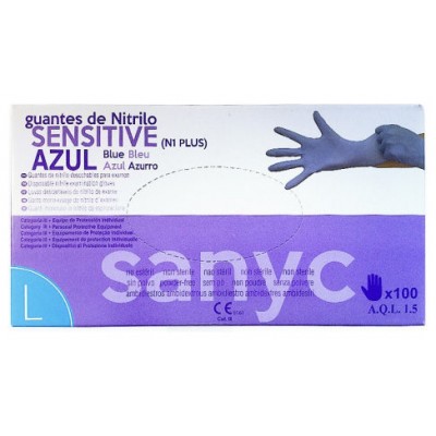 PAQUETE DE 100 GUANTES NITRILO SENSITIVE S/P  T-G P-100 EXAMEN SANICEN GU105 (Espera 4 dias)