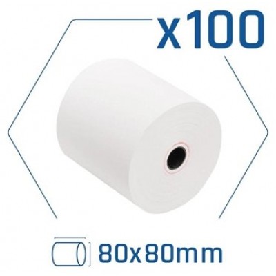 Pack 100 rollos papel térmico sin BPA 80x80mm