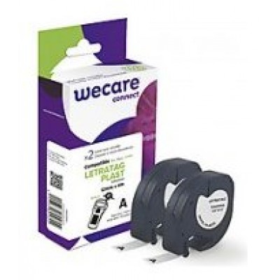 ARMOR    WECARE Etiqueta Blanca Texto negro para DYMO LETRATAG PLAST 12mmx4m. Dos cintas por caja