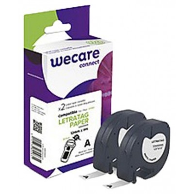 ARMOR    WECARE Etiqueta Blanca Texto negro para DYMO LETRATAG PAPER 12mmx4m. Dos cintas por caja