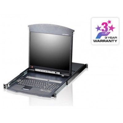 Aten Consola LCD dual rail con switch KVM integrado multi-interfaz Cat 5 de 8 puertos (Espera 4 dias)