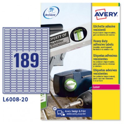 Avery Etiquetas plateadas de poliéster 25.4 x 10 mm (Espera 4 dias)