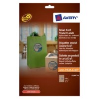 PAQUETE 20 HOJAS ETIQUETAS PARA PRODUCTOS EN PAPEL KRAFT, EFECTO CARTÓN-IMPRESORAS LÁSER/LÁSER DE COLOR/ INYECCIÓN DE TINTA-REDONDAS-60 MM AVERY L7106-20 (Espera 4 dias)