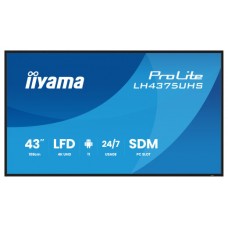 MONITOR IIYAMA 43" (LH4375UHS-B1AG) ANDROID 11 / 3844X2160 (4K UHD) / OPERACION 24/7 /500CD / LANDSC. Y PORTRAIT / 3XHDMI / DP / RJ45 / VESA 400X400 / ALTAVOCES 2X10W (Espera 4 dias)