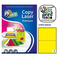 CAJA 70 HOJAS ETIQUETAS AMARILLO FLUORESCENTE CON ESQUINAS REDONDAS-LÁSER/INYECCIÓN DE TINTA/FOTOCOPIADORAS-200X142 MM TICO LP4FG-200142 (Espera 4 dias)