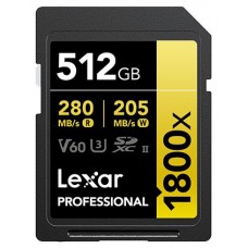 Lexar Professional 1800x 512 GB SDXC UHS-II Clase 10 (Espera 4 dias)
