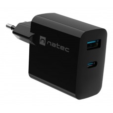 CARGADOR NATEC RIBERA GAN 65W PD3.0 QC3.0 1XUSB-A + 1XUSB-C NEGRO