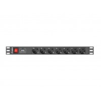 REGLETA LANBERG 1U 10A 7X SCHUKO RACK 19" 2M NEGRO C14