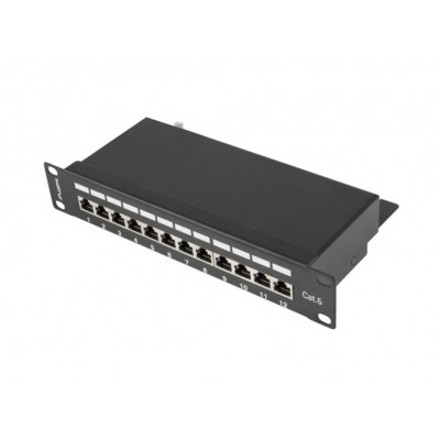 PATCH PANEL LANBERG 12 PUERTOS 1U 10" CAT.6 BLINDADO NEGRO