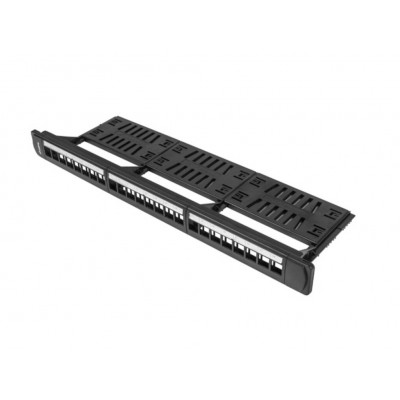 PATCH PANEL LANBERG 24 PUERTOS 1U RACK 19 ORGANIZADOR MODULOS KEYSTONE NEGRO