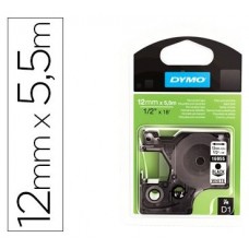 DYMO Cinta LM D1 12mmx5,5m Negro/blanco polyester adhesivo permanente