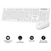 SUBBLIM Teclado Ergonómico y ratón Combo Business Slim Silencioso Inalámbrico 2.4G Blanco (Espera 4 dias)