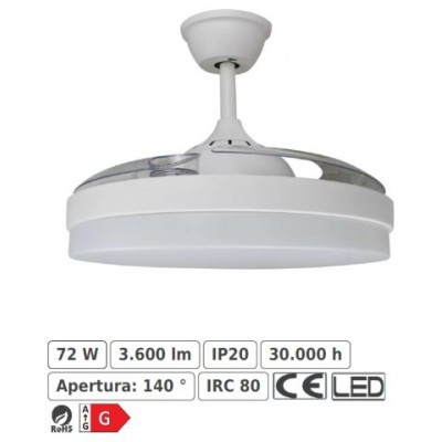 Ventilador/Plafon LED modelo TAHITI de acabado blanco,