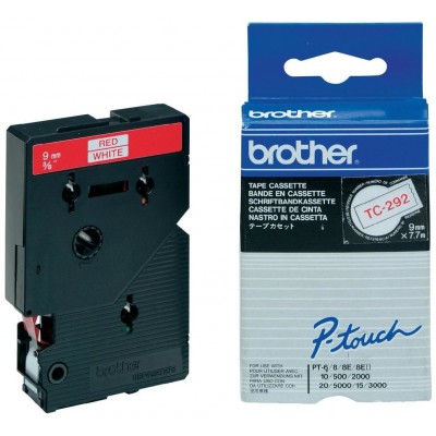 BROTHER Cinta laminada blanco/rojo 9mm