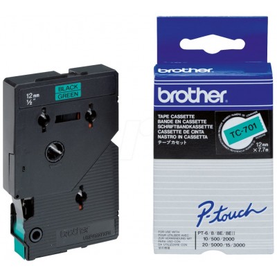 BROTHER Cinta laminada verde/negro 12mm