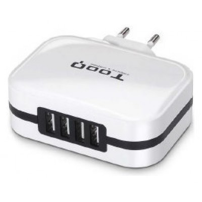 CARGADOR PARED/VIAJE USB 4xUSB (6.8A) BLANCO TOOQ (Espera 4 dias)