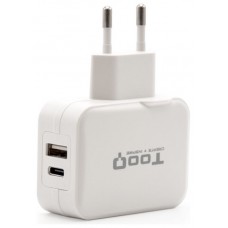 CARGADOR  USB-C TOOQ PARED DOBLE PUERTO USB-C+USB-A