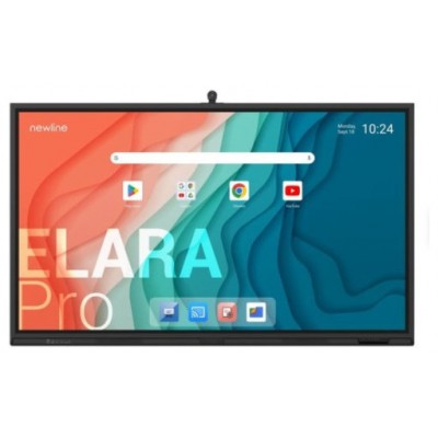 NEWLINE MONITOR INTERNATIVO ELARA PRO (TT-8623QCA+) 86", ANDROID 13, GOOGLE EDLA, CAMARA 4K, 8 MIC, MULTI USUARIO, 2X20W+SUB15W, WIFI 6 + BL, NFC, USB-C 100W, USB-C OUT, 16GB Y 320GB, 40 PT, NEWLINE APPS, OPS PC Y SDM OPC, 5 AÑOS DE GARANTIA O