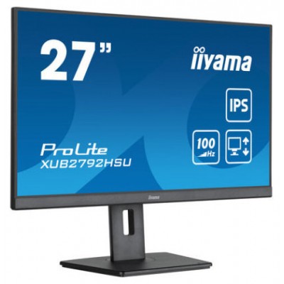 MONITOR IIYAMA 27" PROLITE XUB2792HSU-B6, IPS, 100HZ, 0,4MS, USB, HDMI, DISPLAYPORT, ALT 2x2W, ALTU, GIRO, INCLI, PIVOT (Espera 4 dias)