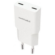 CARGADOR 2xUSB-C/PD 25W BLANCO NANOCABLE 10.10.2026
