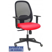 PIQUERAS Y CRESPO Silla Cilanco negra malla negra asiento bali rojo brazo regulable