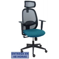 PIQUERAS Y CRESPO Silla Cilanco negra malla negra asiento bali verde petroleo brazo regulable cabecero regulable