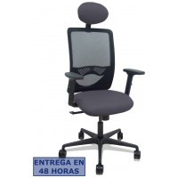 PIQUERAS Y CRESPO Silla Zulema sincro malla negra asiento bali gris oscuro brazos 2D ruedas 65mm cabecero