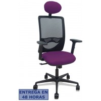 PIQUERAS Y CRESPO Silla Zulema sincro malla negra asiento bali morado brazos 2D ruedas 65mm cabecero