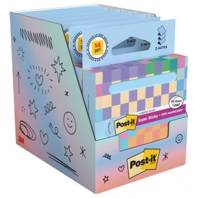DISPENSADOR DE CARTON 90 HOJAS Z-NOTES RECICLADO SUPER STICKY 76X76 MM AZUL LAVADO R330-1RSSB POST-IT 7100399315 (Espera 4 dias)