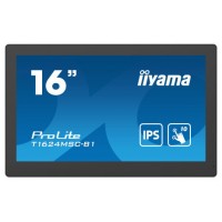MONITOR IIYAMA 15,6" PCAP BEZEL FREE FRONT, 10P TOUCH, 1920X1080, HDMI, 385CD/M2 (WITH TOUCH), 800:1, USB INTERFACE, SD-CARD, MEDIA PLAYER, EXTERNAL POWER ADAPTER, SPEAKERS, REMOTE CONTROL10P TOUCH WITH SUPPORTED OS (T1624MSC-B1) (Espera 4 dias)